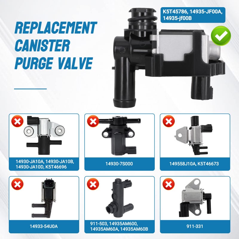Yikesai Vapor Canister Purge Valve Solenoid - EVAP Vapor Canister Vent Valve Compatible with Infiniti Nissan 2003-2015 - Replaces K5t45786 14935-Jf00a 14935-Jf00b - Image 2